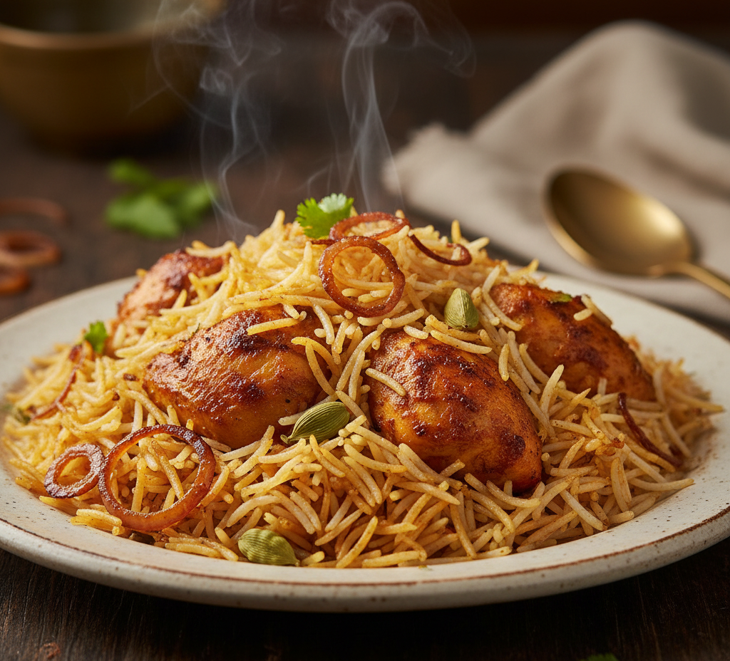 Close-up of biryani